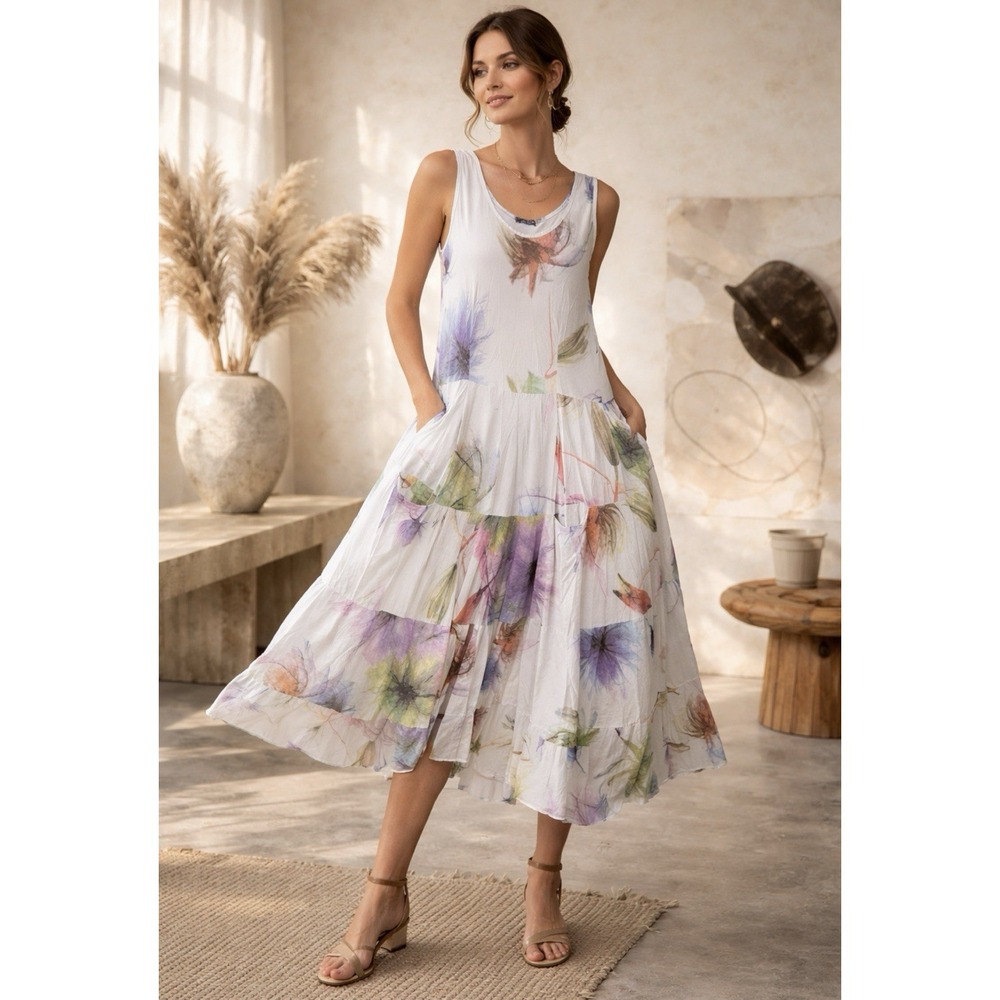 Luca Vanucci Sleeveless Maxi Dress Fit & Flare Women's See Measurements For Size